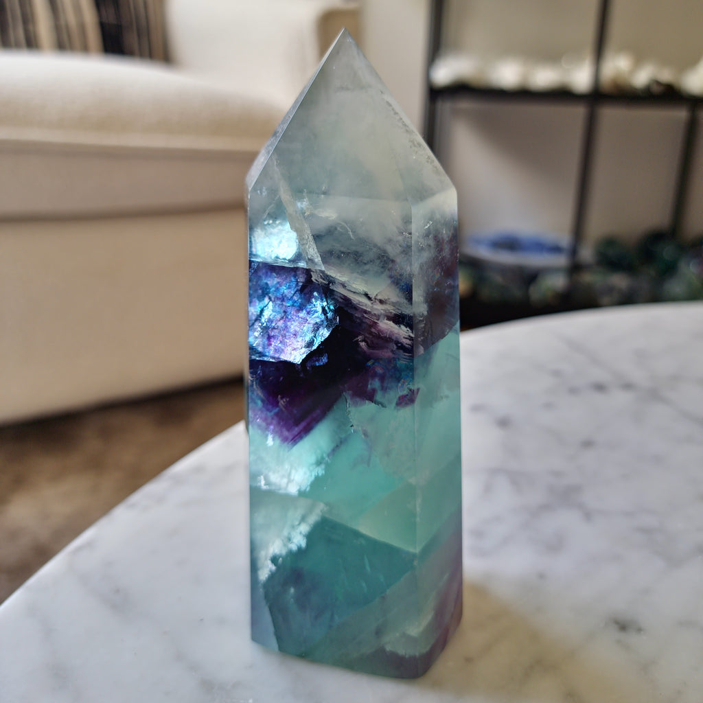 Large Rainbow Fluorite Tower