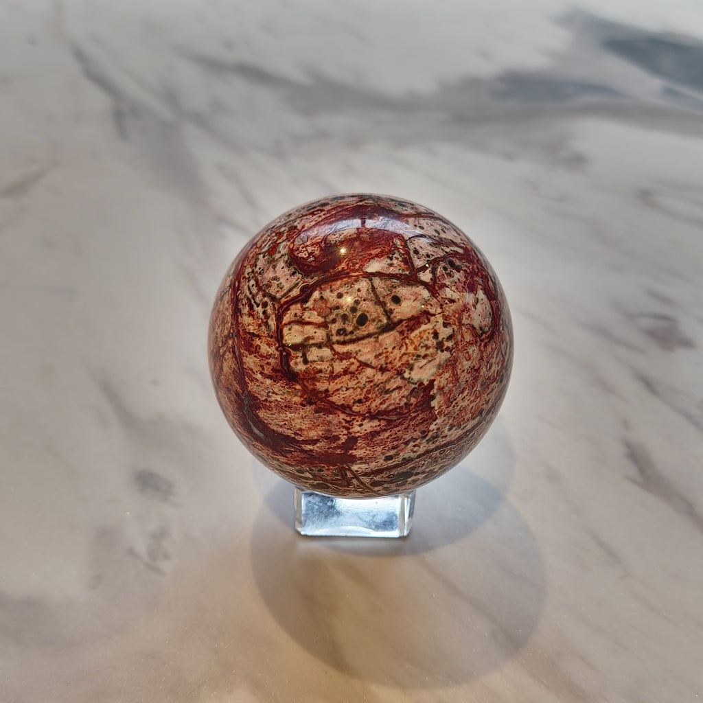 Pink Leopard Skin Jasper Spheres (70mm Diametre)