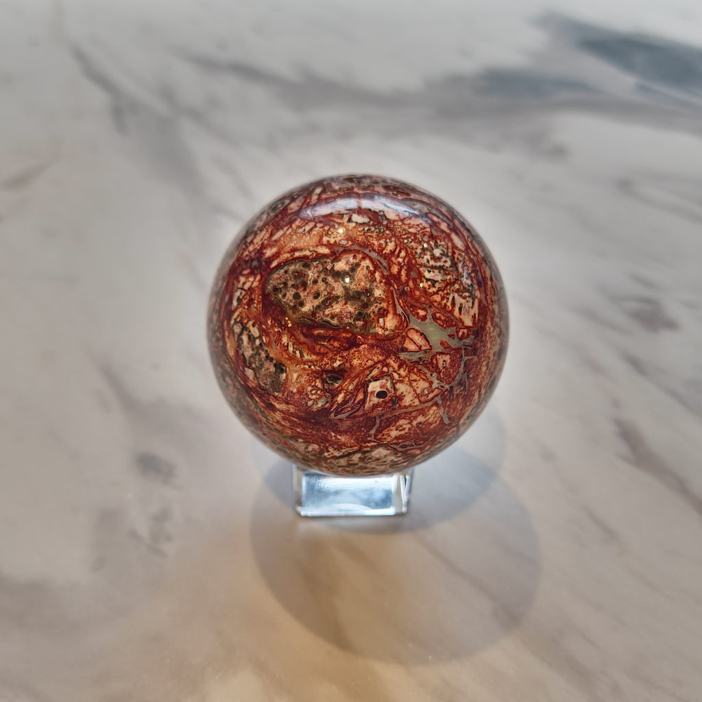 Pink Leopard Skin Jasper Spheres (70mm Diametre)