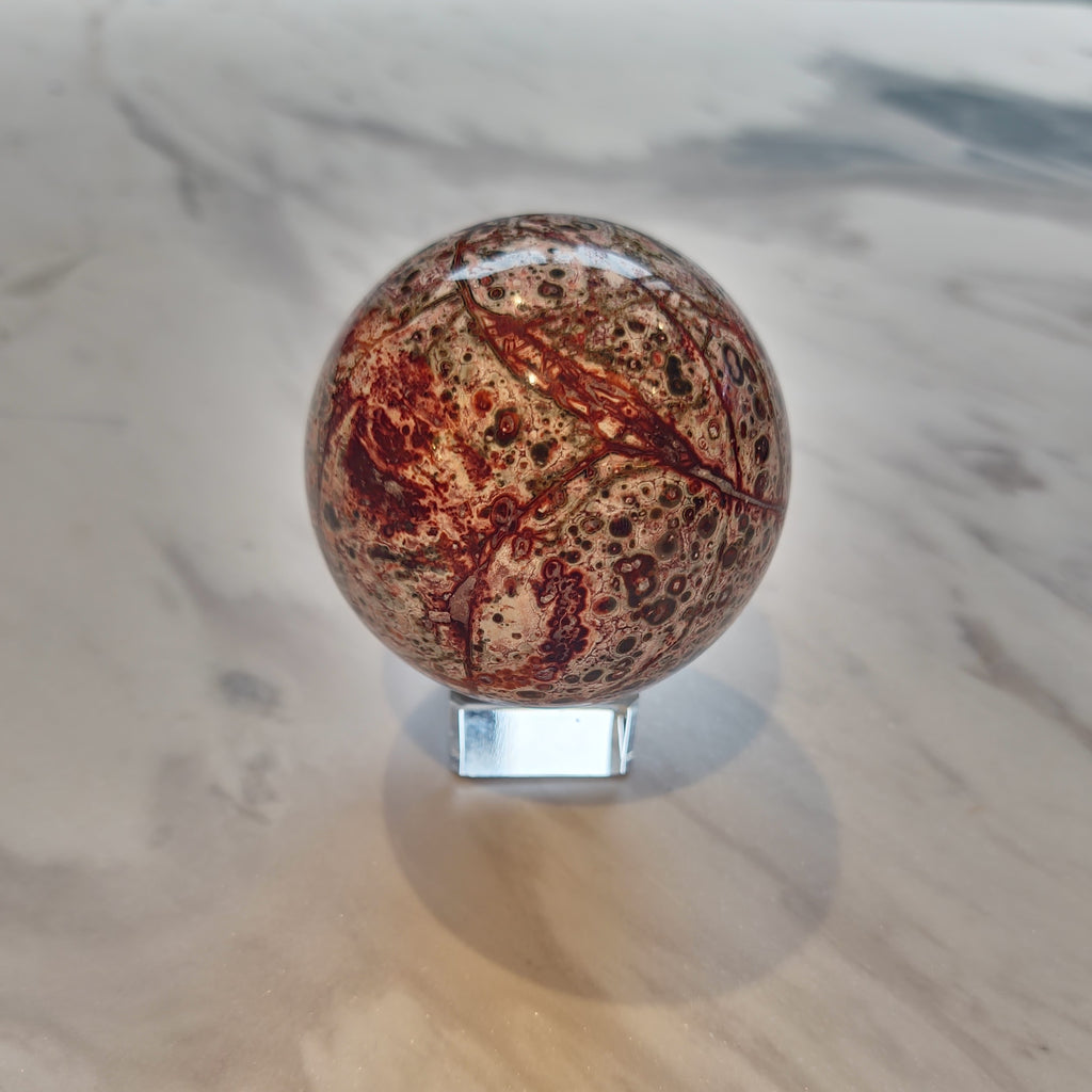 Pink Leopard Skin Jasper Spheres (70mm Diametre)