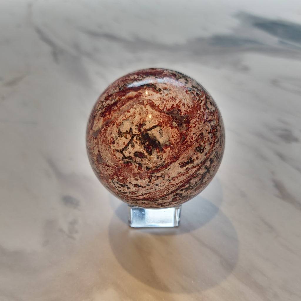 Pink Leopard Skin Jasper Spheres (70mm Diametre)