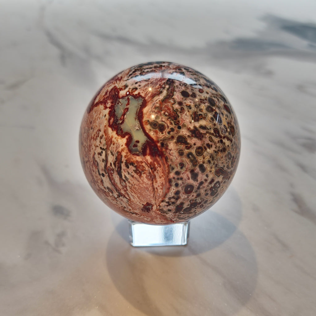 Pink Leopard Skin Jasper Spheres (70mm Diametre)