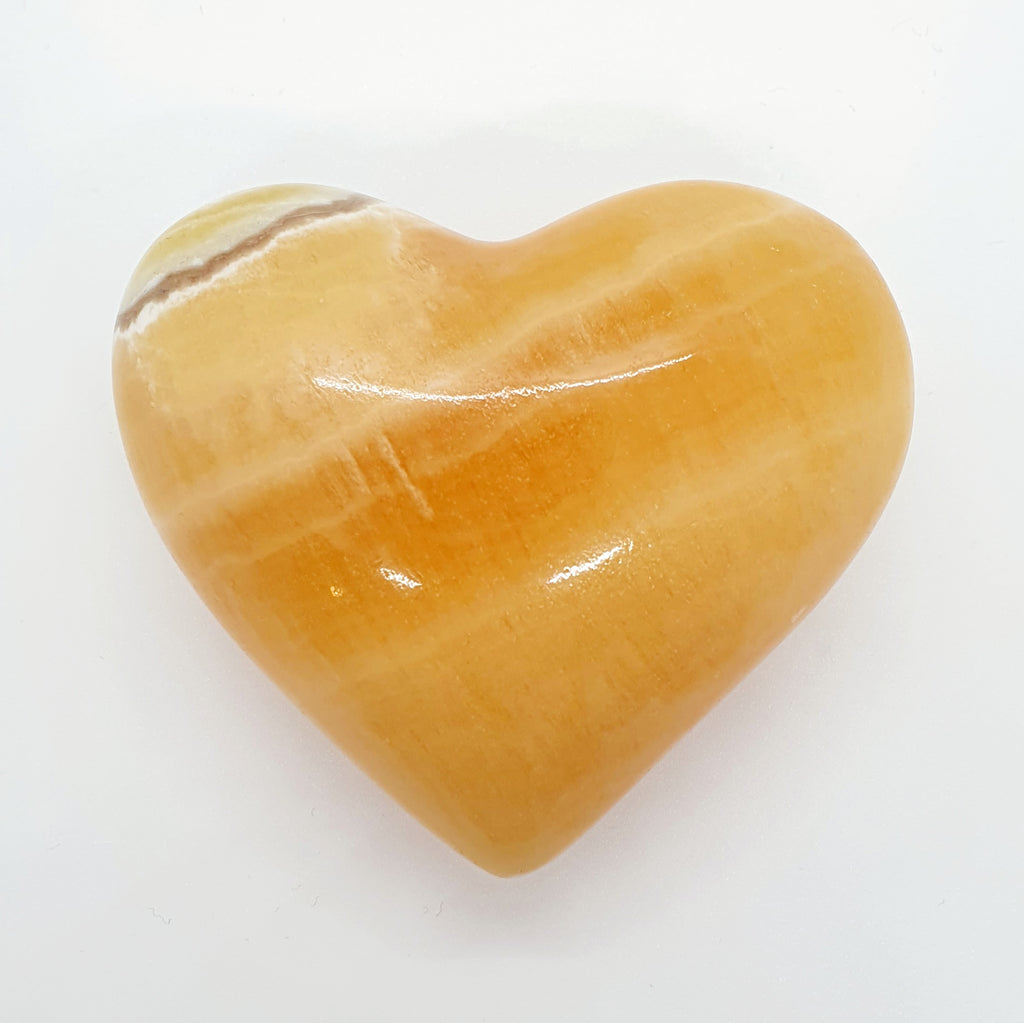 Large Orange Calcite Puff Heart