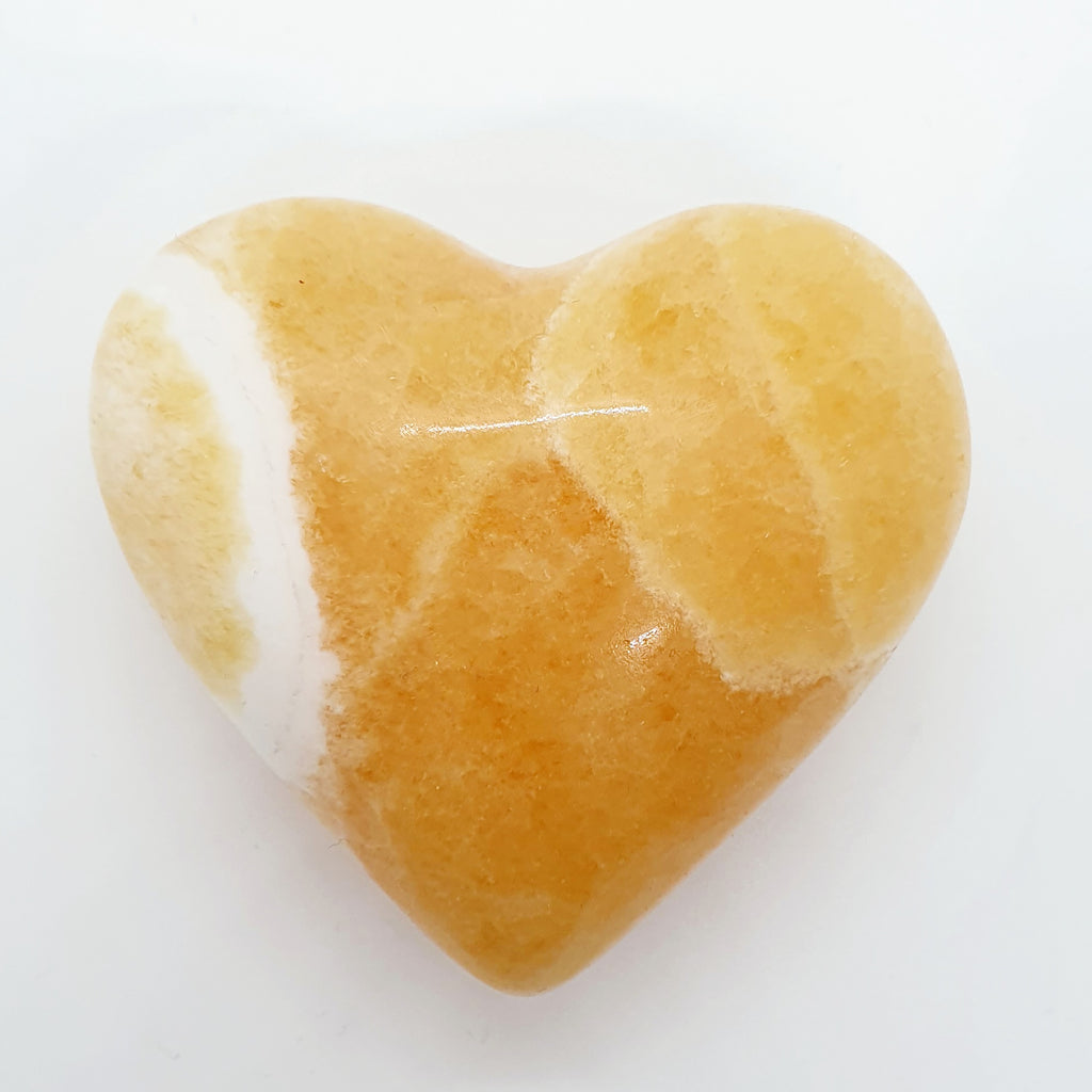 Large Orange Calcite Puff Heart