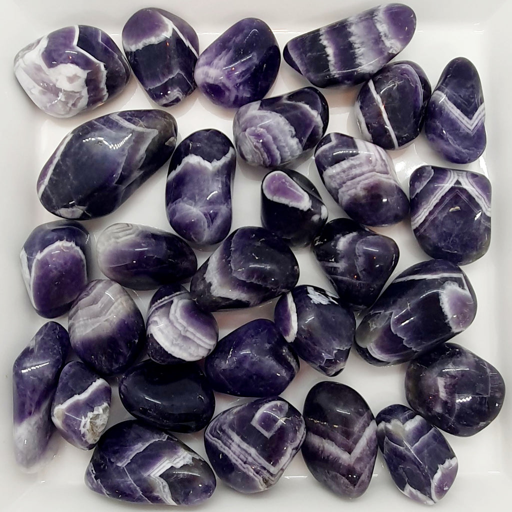 Chevron Amethyst Tumbled Stones