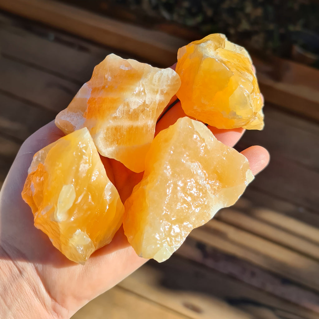 Small and Medium Orange Calcite Natural Chunks