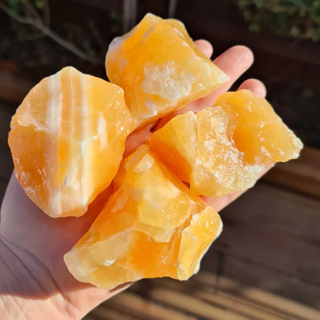 Small and Medium Orange Calcite Natural Chunks