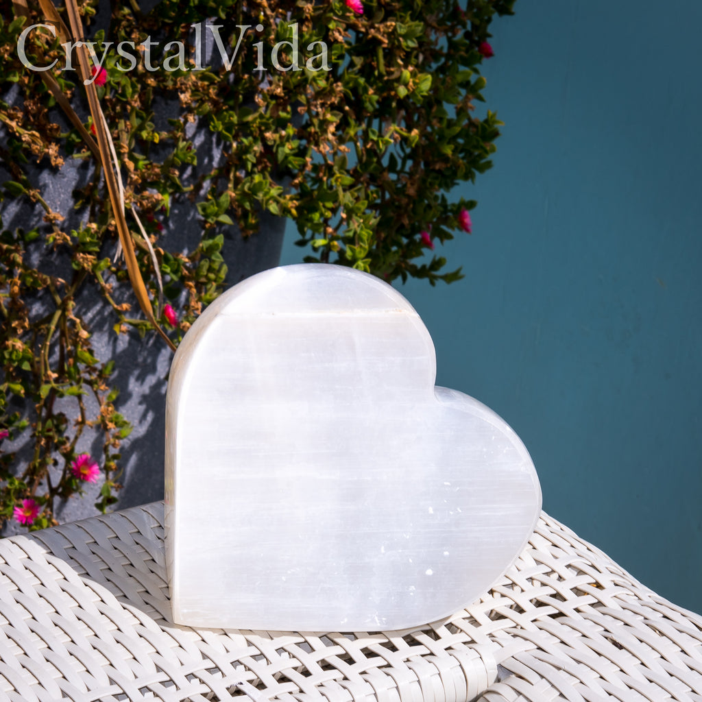 Jumbo Free Standing Selenite Heart