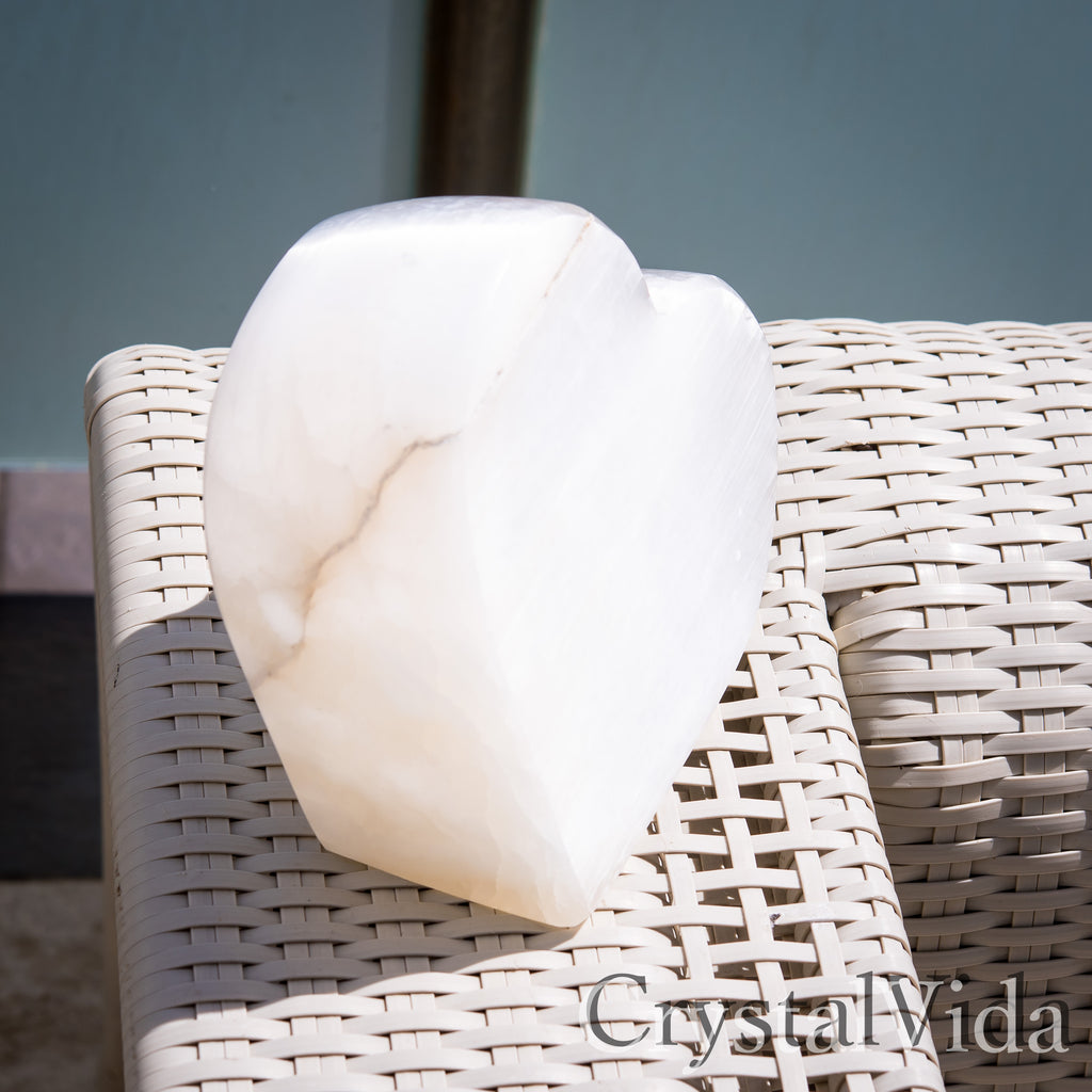 Jumbo Free Standing Selenite Heart